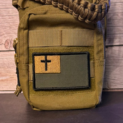 Tactical and White/Blue Christian Flag Patches, 2x3.5" | Made in USA | VELCRO® Brand Hook Backing