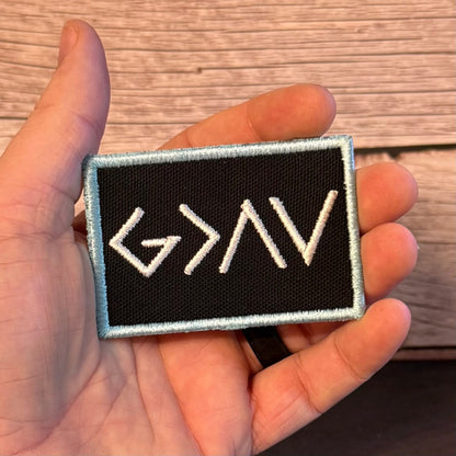 God Is Greater Than the Highs and Lows Morale Patch, 2x3" | Made in USA | VELCRO® Brand Hook Backing