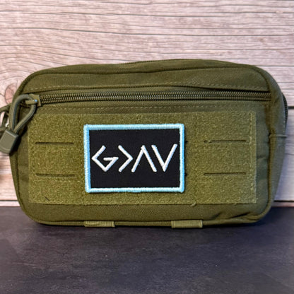 God Is Greater Than the Highs and Lows Morale Patch, 2x3" | Made in USA | VELCRO® Brand Hook Backing
