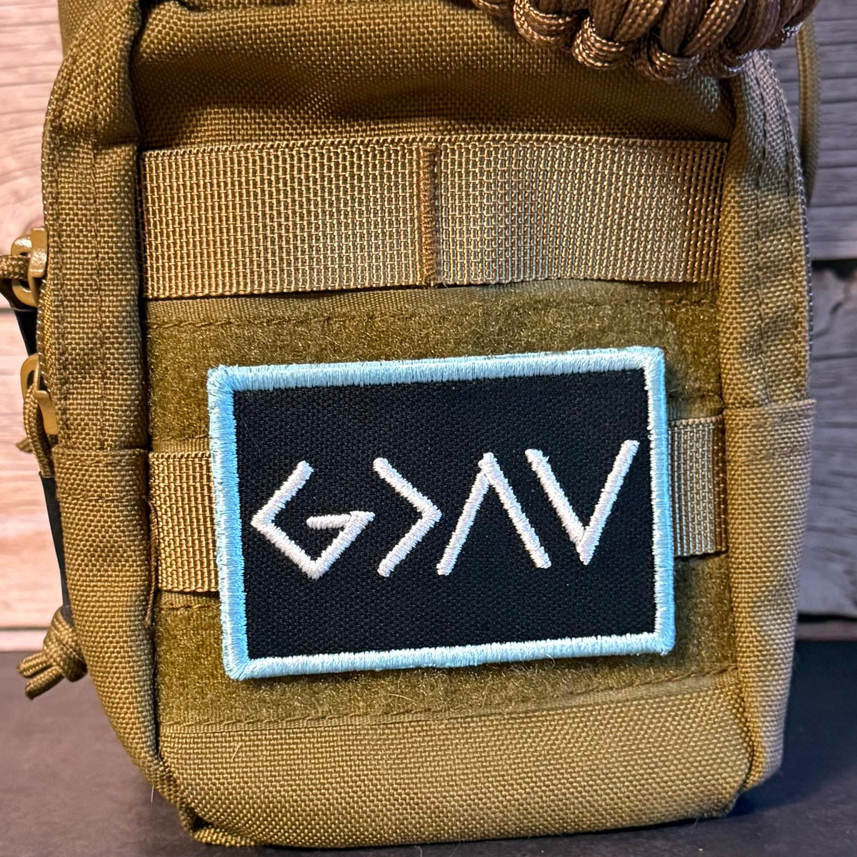 God Is Greater Than the Highs and Lows Morale Patch, 2x3" | Made in USA | VELCRO® Brand Hook Backing