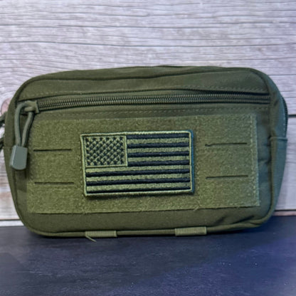 Olive OD Green Tactical American Flag Patch, 2x3.5" | Made in USA | VELCRO® Brand Hook Backing