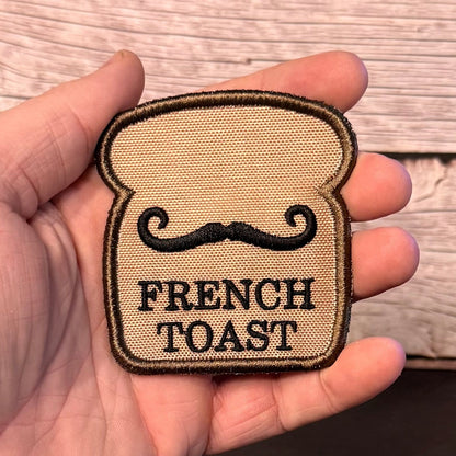 French Toast Funny Morale Patch, 2.8x3" | Made in USA | VELCRO® Brand Hook Backing