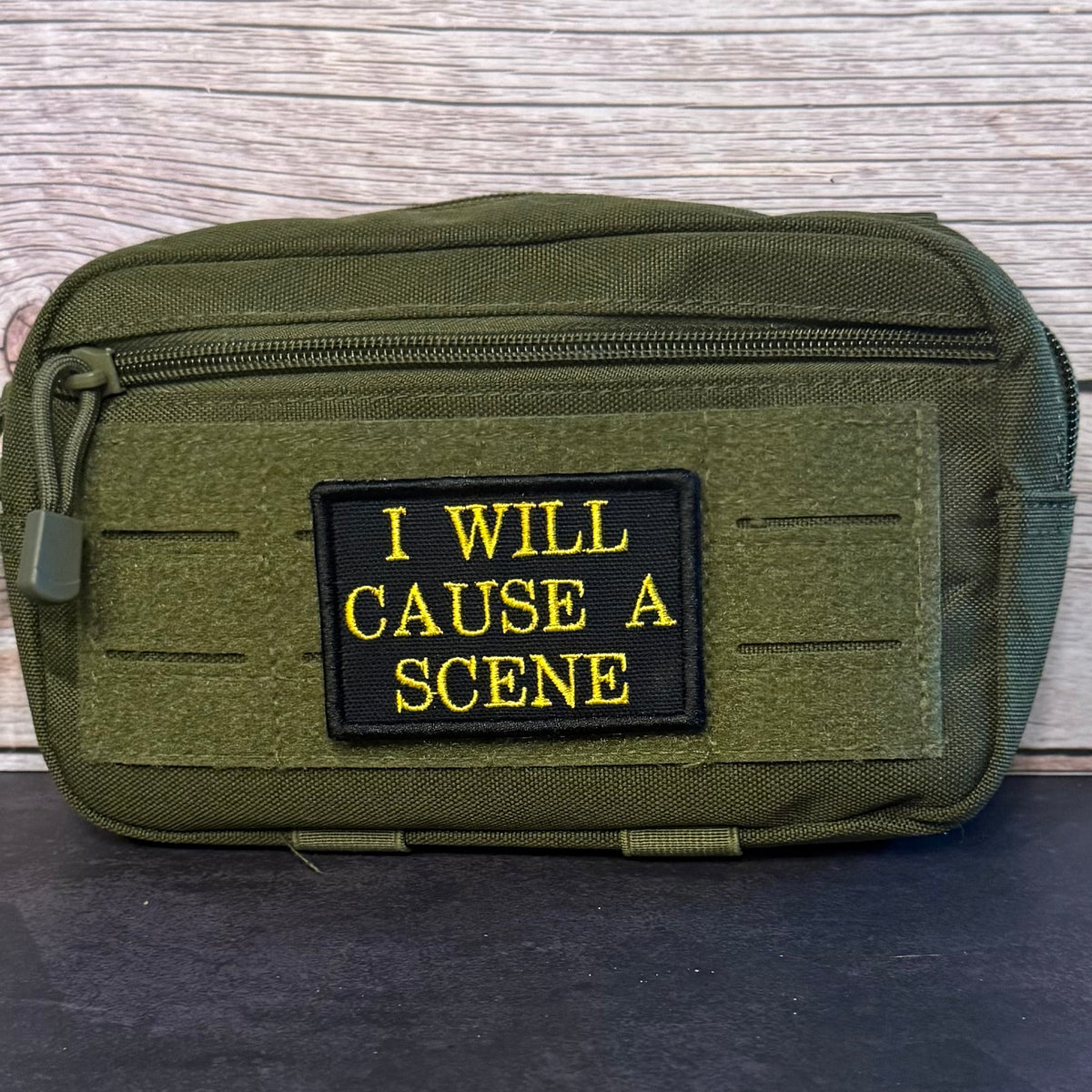 I Will Cause A Scene Funny Morale Patch, 2x3" | Made in USA | VELCRO® Brand Hook Backing