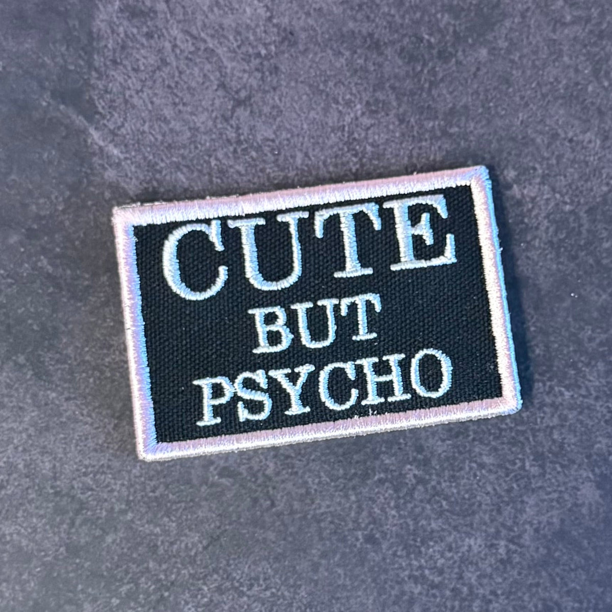 Cute But Psycho Funny Morale Patch, 2x3" | Made in USA | VELCRO® Brand Hook Backing