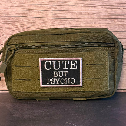 Cute But Psycho Funny Morale Patch, 2x3" | Made in USA | VELCRO® Brand Hook Backing