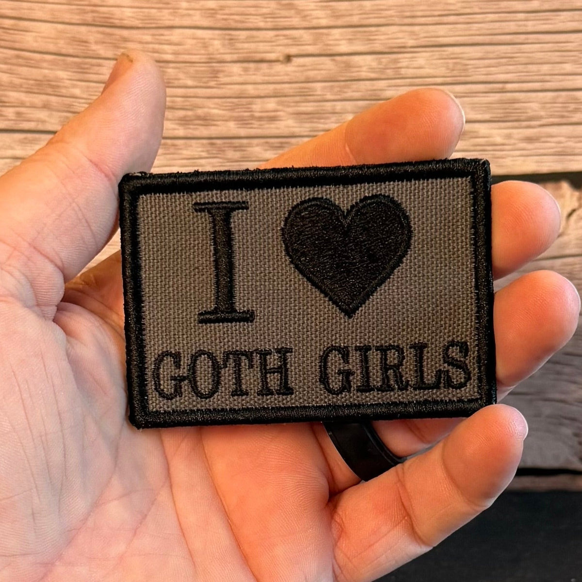 I Love Goth Girls Funny Morale Patch, 2x3" | Made in USA | VELCRO® Brand Hook Backing