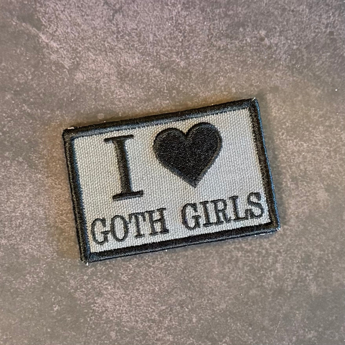 I Love Goth Girls Funny Morale Patch, 2x3" | Made in USA | VELCRO® Brand Hook Backing