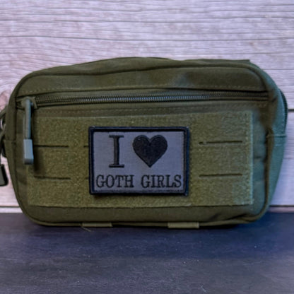 I Love Goth Girls Funny Morale Patch, 2x3" | Made in USA | VELCRO® Brand Hook Backing