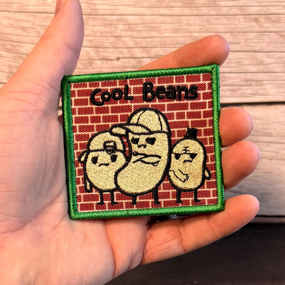 Cool Beans Funny Morale Patch, 2.5x2.5" | Made in USA | VELCRO® Brand Hook Backing