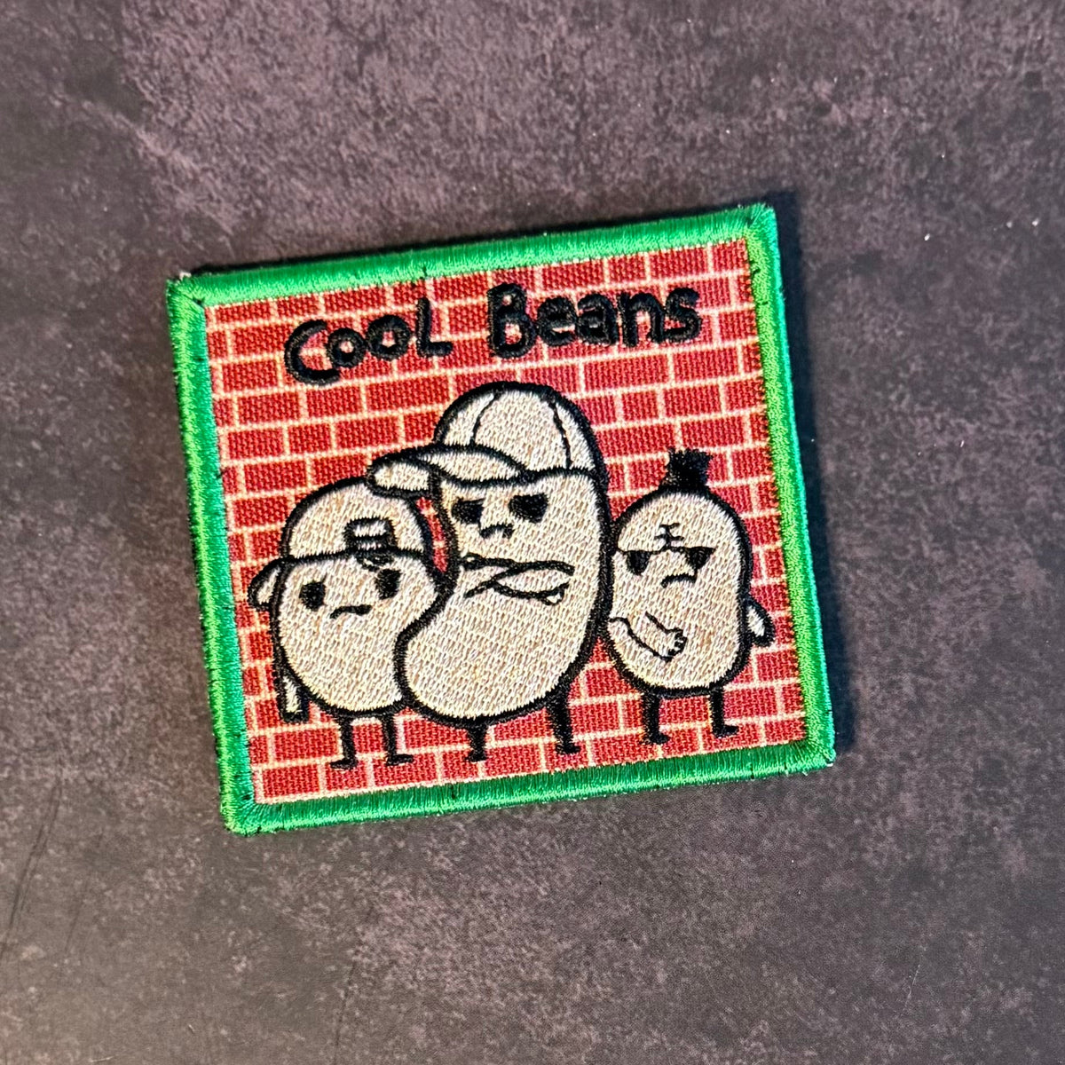 Cool Beans Funny Morale Patch, 2.5x2.5" | Made in USA | VELCRO® Brand Hook Backing