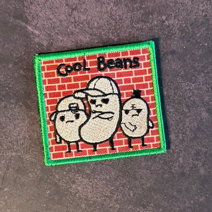 Cool Beans Funny Morale Patch, 2.5x2.5" | Made in USA | VELCRO® Brand Hook Backing
