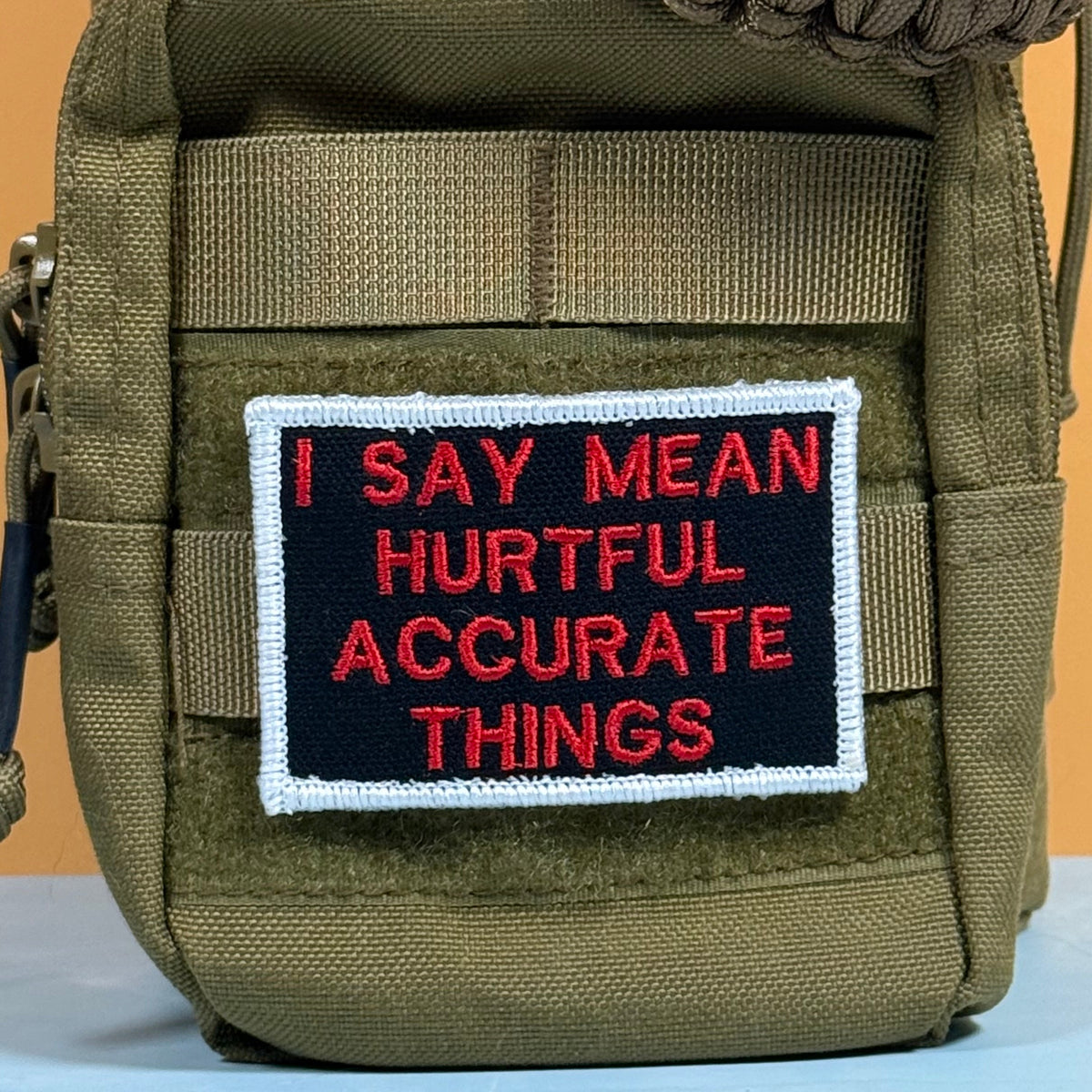 I Say Mean, Hurtful, Accurate Things Funny Morale Patch, 2x3" | Made in USA | VELCRO® Brand Hook Backing