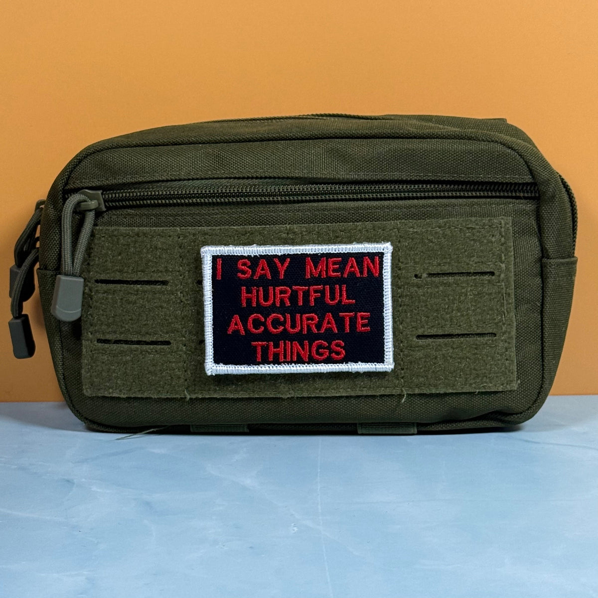 I Say Mean, Hurtful, Accurate Things Funny Morale Patch, 2x3" | Made in USA | VELCRO® Brand Hook Backing
