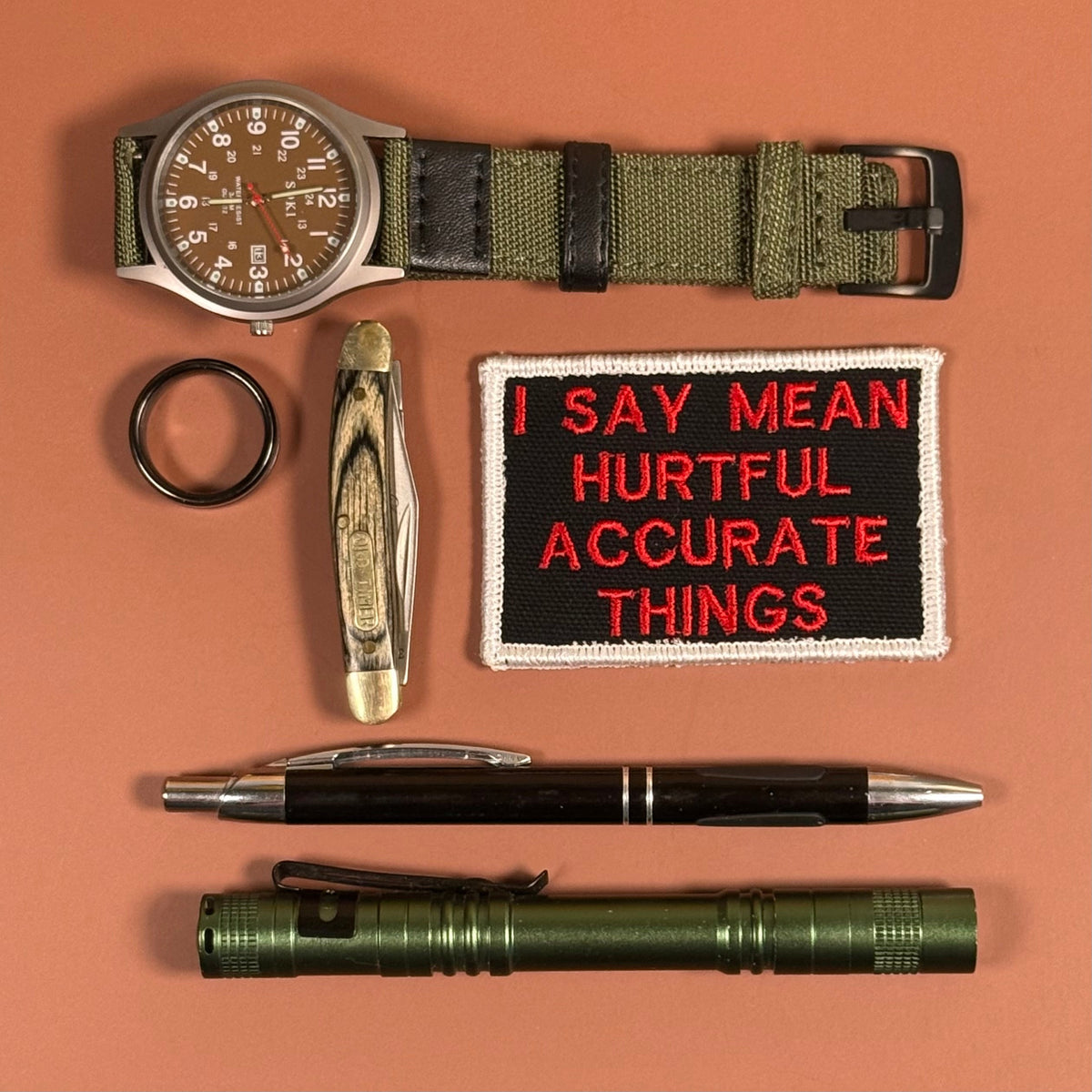 I Say Mean, Hurtful, Accurate Things Funny Morale Patch, 2x3" | Made in USA | VELCRO® Brand Hook Backing