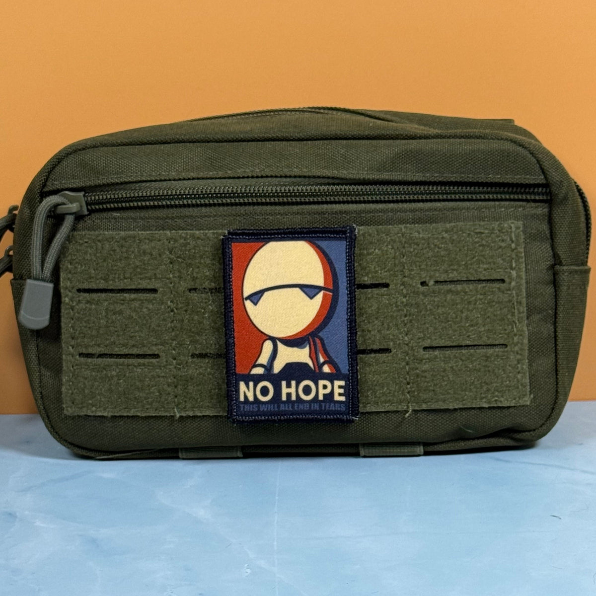 No Hope Meme Funny Morale Patch, Hitchhiker's Guide, 2x3" | Made in USA | VELCRO® Brand Hook Backing