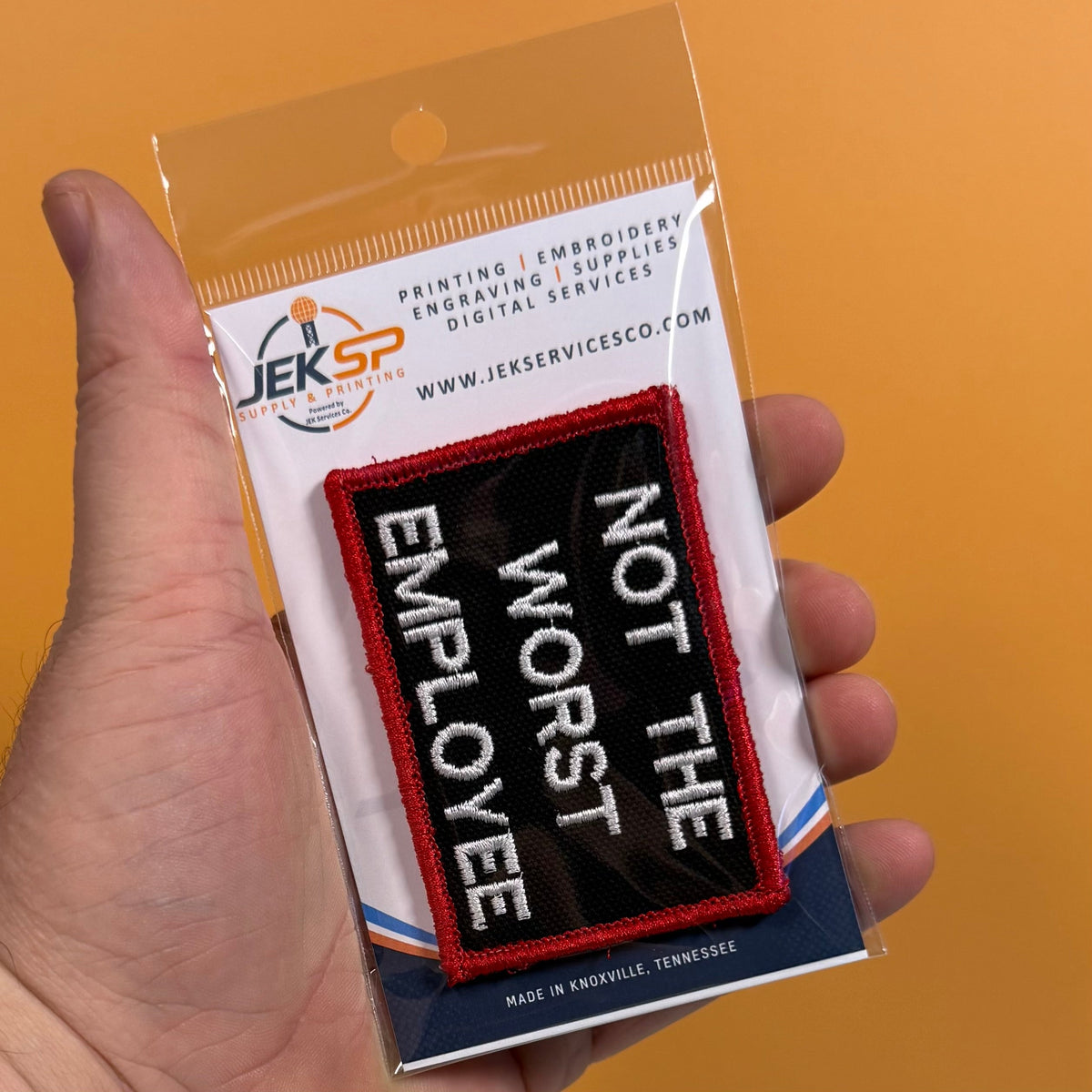 Not The Worst Employee Funny Morale Patch, 2x3" | Made in USA | VELCRO® Brand Hook Backing
