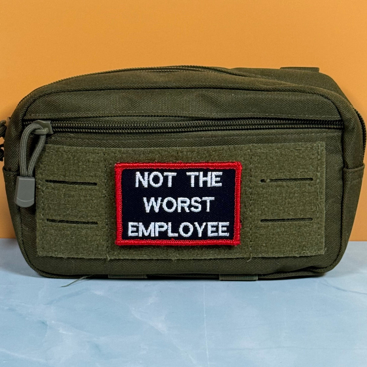Not The Worst Employee Funny Embroidered Morale Patch, 2x3" | VELCRO® Brand Hook Backing