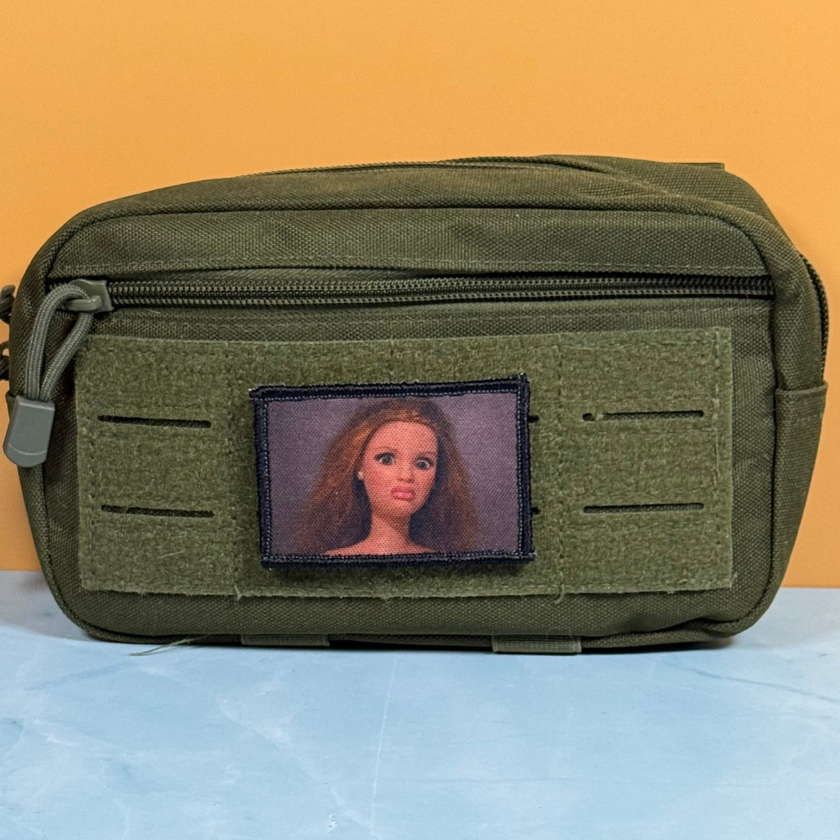 Shocked Doll Meme Funny Printed Morale Patch, 2x3" | VELCRO® Brand Hook Backing
