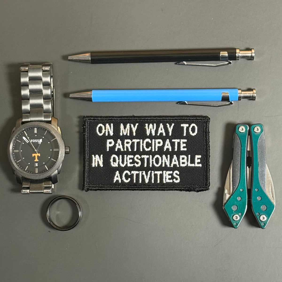 Participate In Questionable Activities Funny Morale Patch, 2x3.5" | Made in USA | VELCRO® Brand Hook Backing