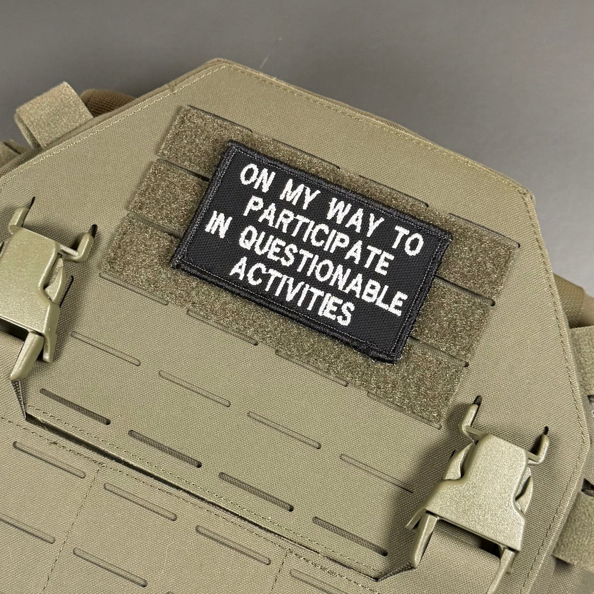 Participate In Questionable Activities Funny Morale Patch, 2x3.5" | Made in USA | VELCRO® Brand Hook Backing