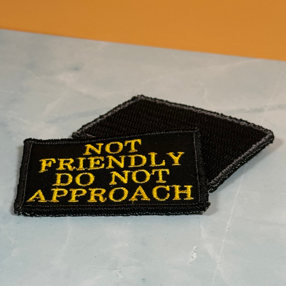 Not Friendly, Do Not Approach Funny Morale Patch, 2x3" | Made in USA | VELCRO® Brand Hook Backing