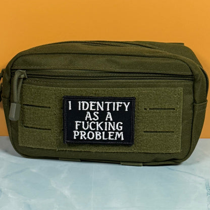 I Identify As The Problem Funny Embroidered Morale Patch, 2x3" | VELCRO® Brand Hook Backing
