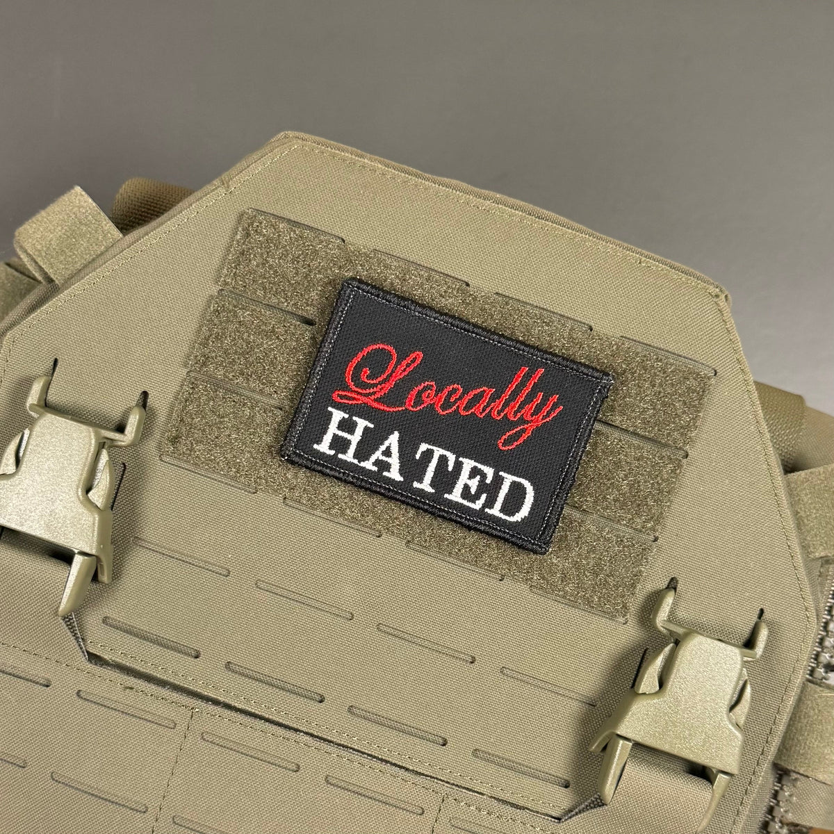 Locally Hated Funny Morale Patch, 2x3" | Made in USA | VELCRO® Brand Hook Backing
