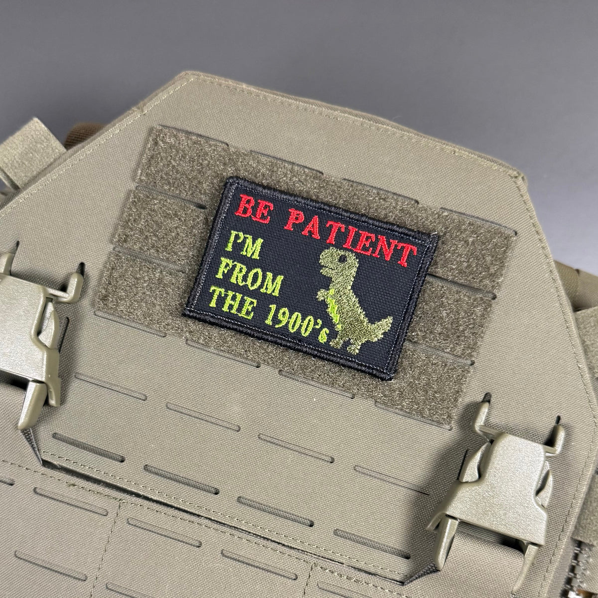 Be Patient I'm From The 1900's Funny Morale Patch, 2x3" | Made in USA | VELCRO® Brand Hook Backing