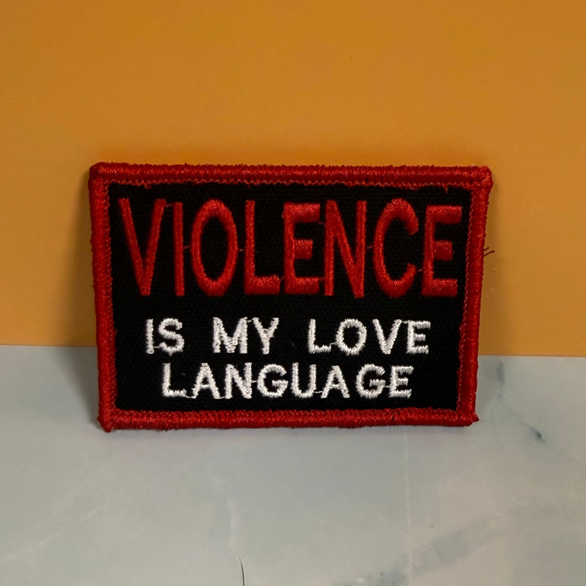 Violence Is My Love Language Funny Morale Patch, 2x3" | Made in USA | VELCRO® Brand Hook Backing