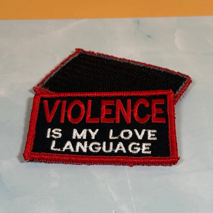 Violence Is My Love Language Funny Morale Patch, 2x3" | Made in USA | VELCRO® Brand Hook Backing