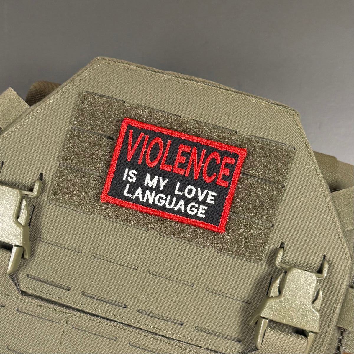 Violence Is My Love Language Funny Morale Patch, 2x3" | Made in USA | VELCRO® Brand Hook Backing