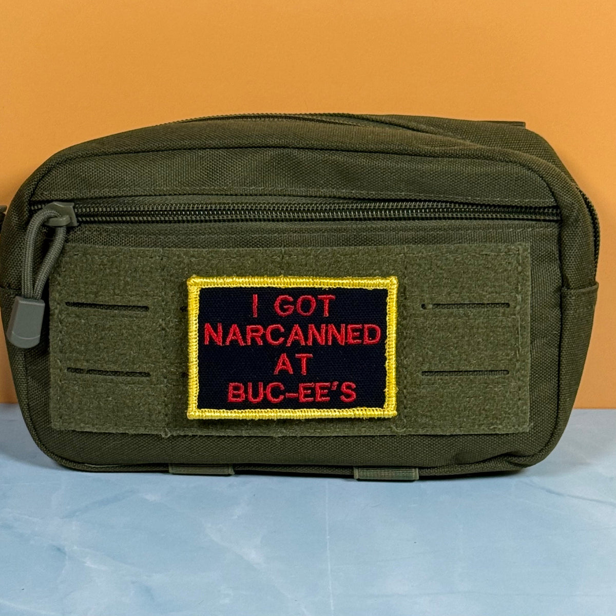 I Got Narcanned At Buc-ee's Funny Morale Patch, 2x3" | Made in USA | VELCRO® Brand Hook Backing