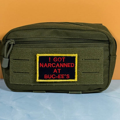I Got Narcanned At Buc-ee's Funny Morale Patch, 2x3" | Made in USA | VELCRO® Brand Hook Backing