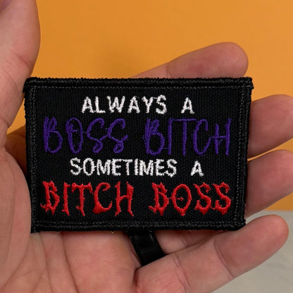 Boss B*tch, B*tch Boss Funny Morale Patch, 2x3" | Made in USA | VELCRO® Brand Hook Backing