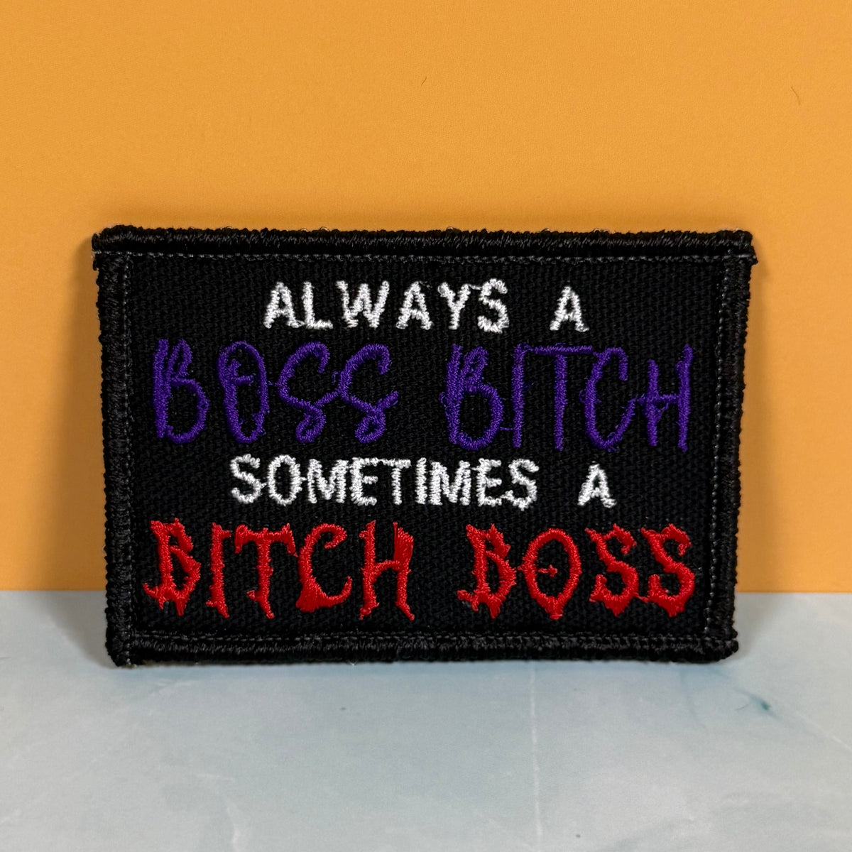 Boss B*tch, B*tch Boss Funny Morale Patch, 2x3" | Made in USA | VELCRO® Brand Hook Backing