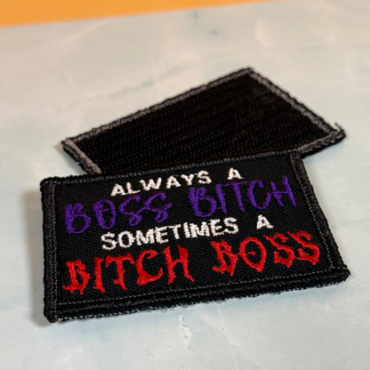 Boss B*tch, B*tch Boss Funny Morale Patch, 2x3" | Made in USA | VELCRO® Brand Hook Backing