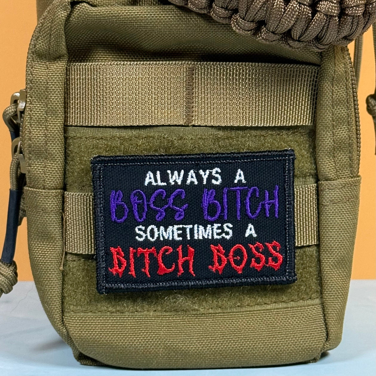 Boss B*tch, B*tch Boss Funny Morale Patch, 2x3" | Made in USA | VELCRO® Brand Hook Backing