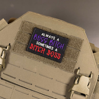 Boss B*tch, B*tch Boss Funny Morale Patch, 2x3" | Made in USA | VELCRO® Brand Hook Backing