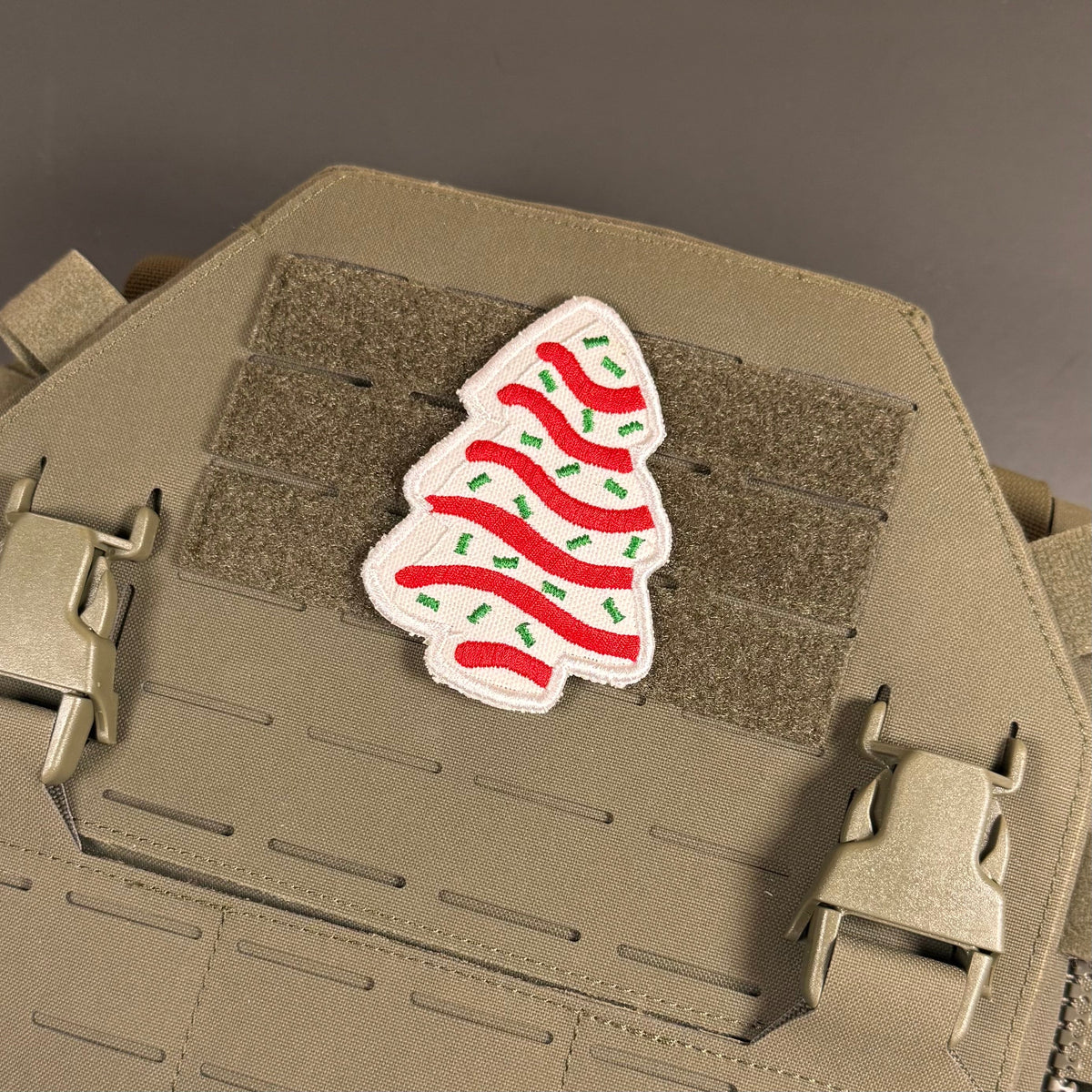 Christmas Tree Cake Funny Embroidered Morale Patch, 2.5x3.5" | VELCRO® Brand Hook Backing