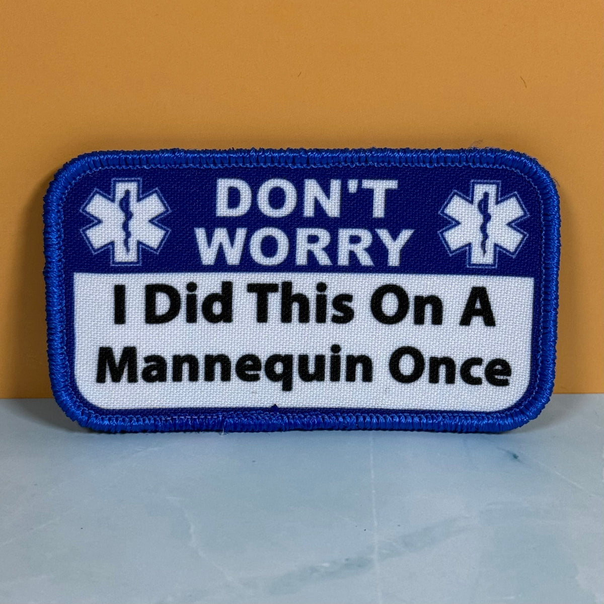 Don’t Worry I Did This On A Mannequin Once Funny Morale Patch, 2.25x4" | Made in USA | VELCRO® Brand Hook Backing
