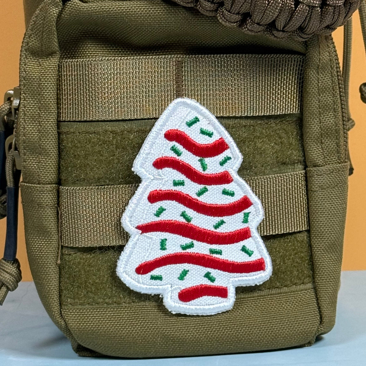 Christmas Tree Cake Funny Embroidered Morale Patch, 2.5x3.5" | VELCRO® Brand Hook Backing