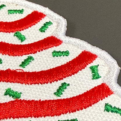 Christmas Tree Cake Funny Embroidered Morale Patch, 2.5x3.5" | VELCRO® Brand Hook Backing
