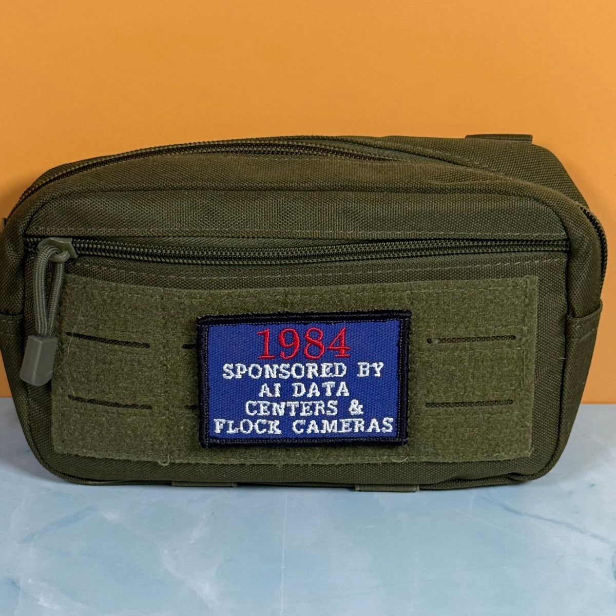 1984 - Sponsored by AI Data Centers & Flock Cameras Funny Morale Patch, 2x3" | Made in USA | VELCRO® Brand Hook Backing