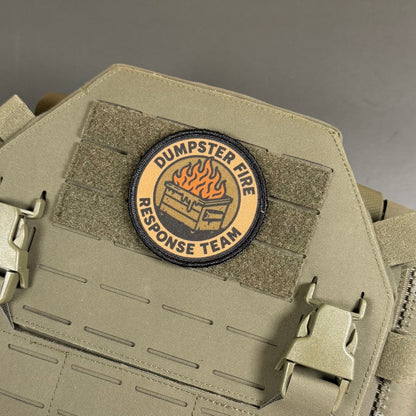 Dumpster Fire Response Team Funny Tactical Morale Patch, 3" Round | Made in USA | VELCRO® Brand Hook Backing