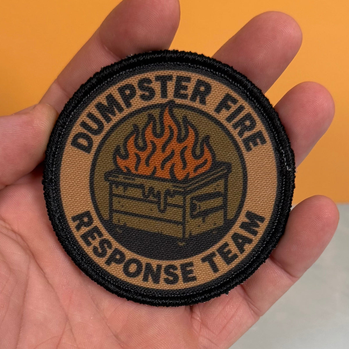 Dumpster Fire Response Team Funny Tactical Morale Patch, 3" Round | Made in USA | VELCRO® Brand Hook Backing
