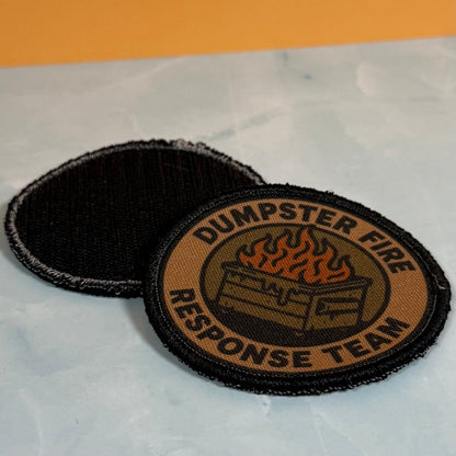 Dumpster Fire Response Team Funny Tactical Morale Patch, 3" Round | Made in USA | VELCRO® Brand Hook Backing