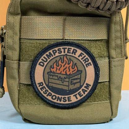 Dumpster Fire Response Team Funny Tactical Morale Patch, 3" Round | Made in USA | VELCRO® Brand Hook Backing