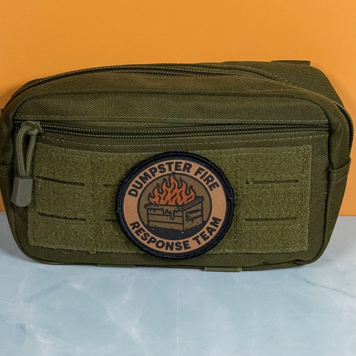 Dumpster Fire Response Team Funny Tactical Morale Patch, 3" Round | Made in USA | VELCRO® Brand Hook Backing