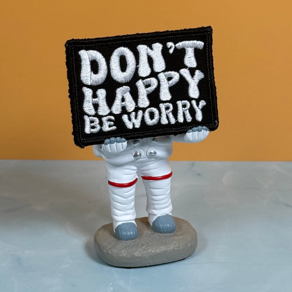 Don't Happy, Be Worry Funny Morale Patch, 2x3" | Made in USA | VELCRO® Brand Hook Backing