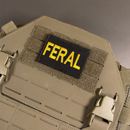 Feral & Wild Funny Morale Patch, 2x3" | Made in USA | VELCRO® Brand Hook Backing